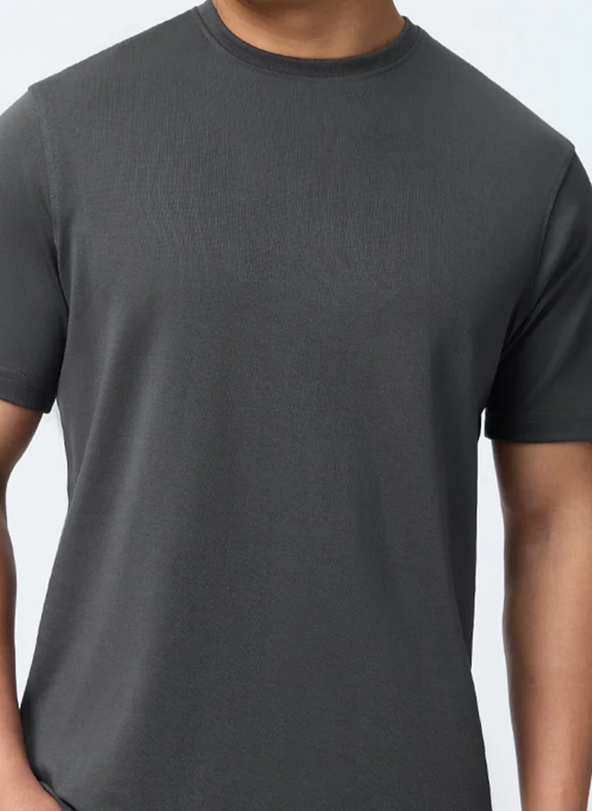 The Souled Store  The Souled Store Men Regular Fit Solid Steel Supima T-Shirt  | Best Price UAE
