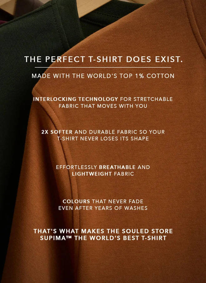 The Souled Store  The Souled Store Men Regular Fit Solid Steel Supima T-Shirt  | Best Price UAE