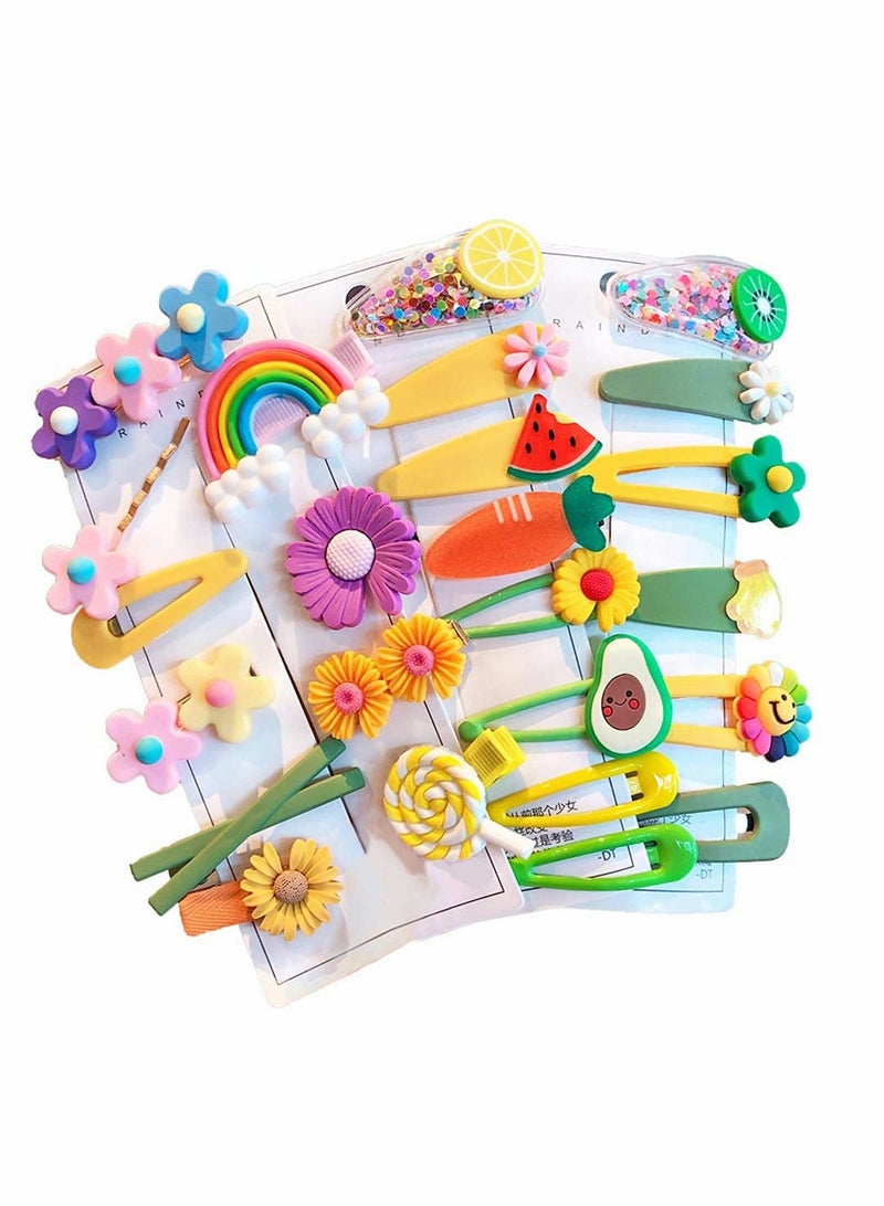 KASTWAVE Pretty Hairpins, Baby Girls Hair Clips   Hair Accessories Colorful Rainbow Flower Dessert Patterns Barrettes - Image 1