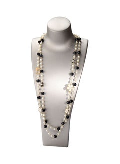 Double Layer Faux Pearl Flower Necklace