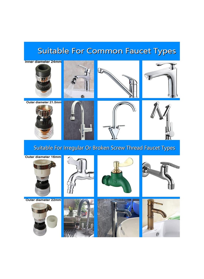 Tap Adapter for Kitchen Sink, 360° Swivel Kitchen Tap Spray Head for 21.5mm and 24mm Faucet, Dual Mode Faucet Tap Aerator Equipped with Irregular Adapter for 16mm and 22mm - Image 5
