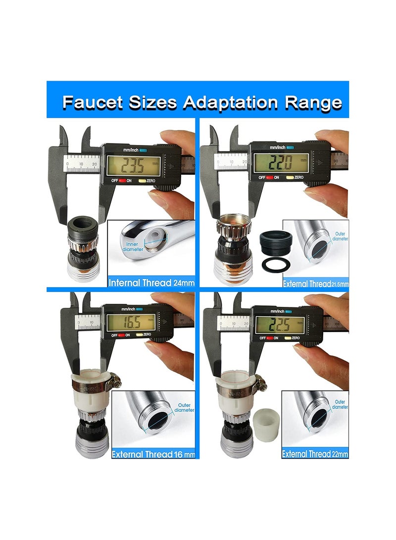 Tap Adapter for Kitchen Sink, 360° Swivel Kitchen Tap Spray Head for 21.5mm and 24mm Faucet, Dual Mode Faucet Tap Aerator Equipped with Irregular Adapter for 16mm and 22mm - Image 4