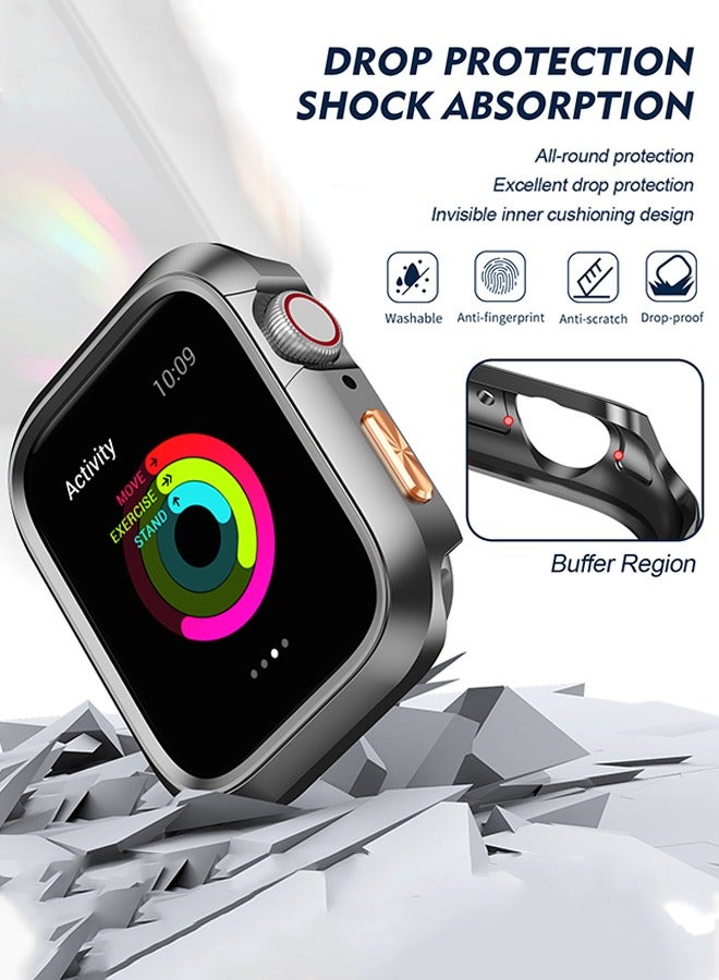 Organizer Apple Watch Series 10 Case with Screen Protector Tempered Glass Water-Resistant Shockproof Protective Case (42mm, Titanium Gold) - Image 4