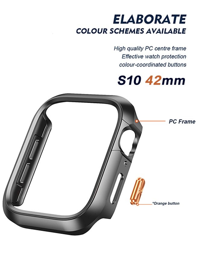 Organizer Apple Watch Series 10 Case with Screen Protector Tempered Glass Water-Resistant Shockproof Protective Case (42mm, Titanium Gold) - Image 3
