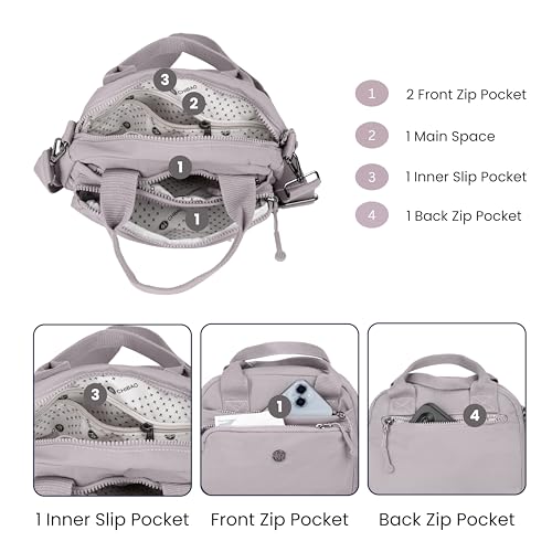 TS WITH TECHSUN Women Crossbody Sling Bag Handbag for Travel Office Shopping Casual Use, Waterproof Nylon Shoulder Purse with Adjustable Strap Multipocket Compact Organizer (Light Grey) - Image 3