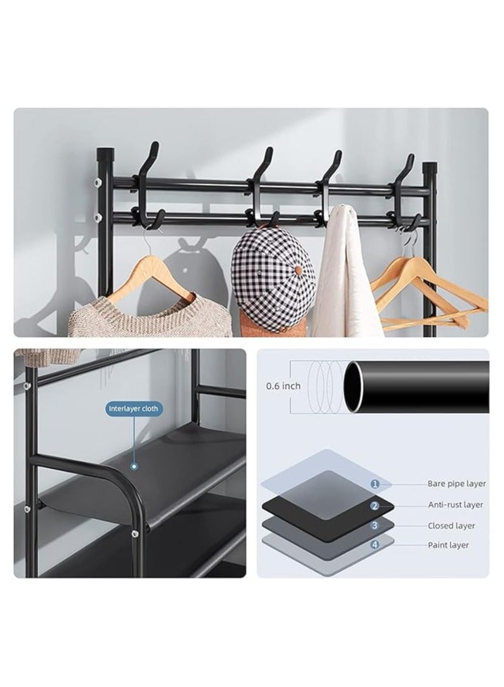 Versatile Entryway Organizer – 5 Tier Shoe Rack with Clothes and Bag Hangers, Stylish Metal Design, Space Saving and Perfect for Home or Office - Image 3