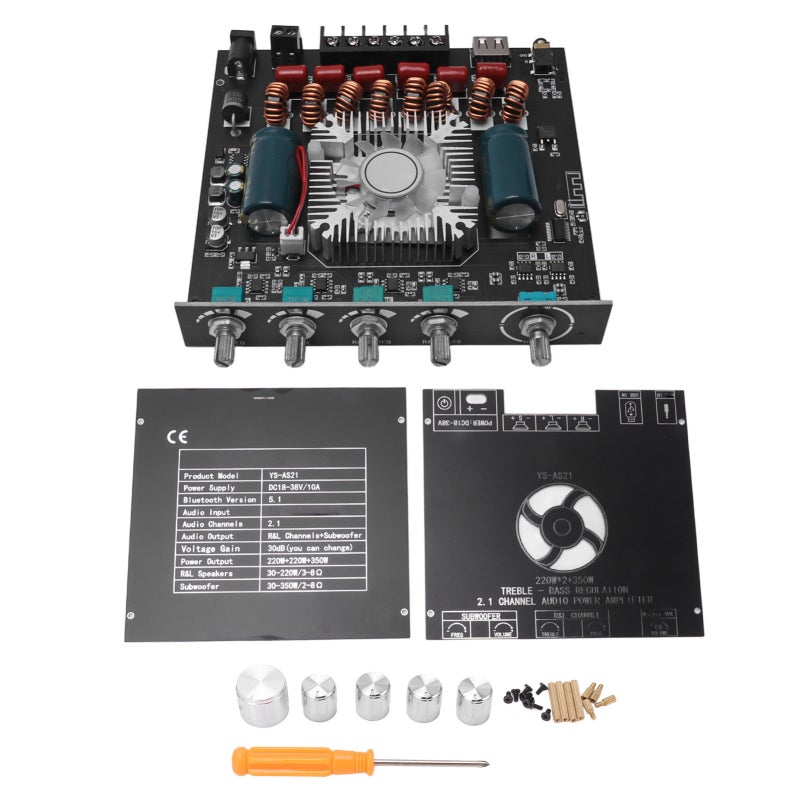 2.1 Channel Bluetooth 5.1 Amplifier Board 220W 220W 350W High Power - Hifi Sound Quality Ultra Low Distortion Audio Power Amplifier Module for Home Theater System DIY Speaker Projects Car Audio Upgrad - Image 1