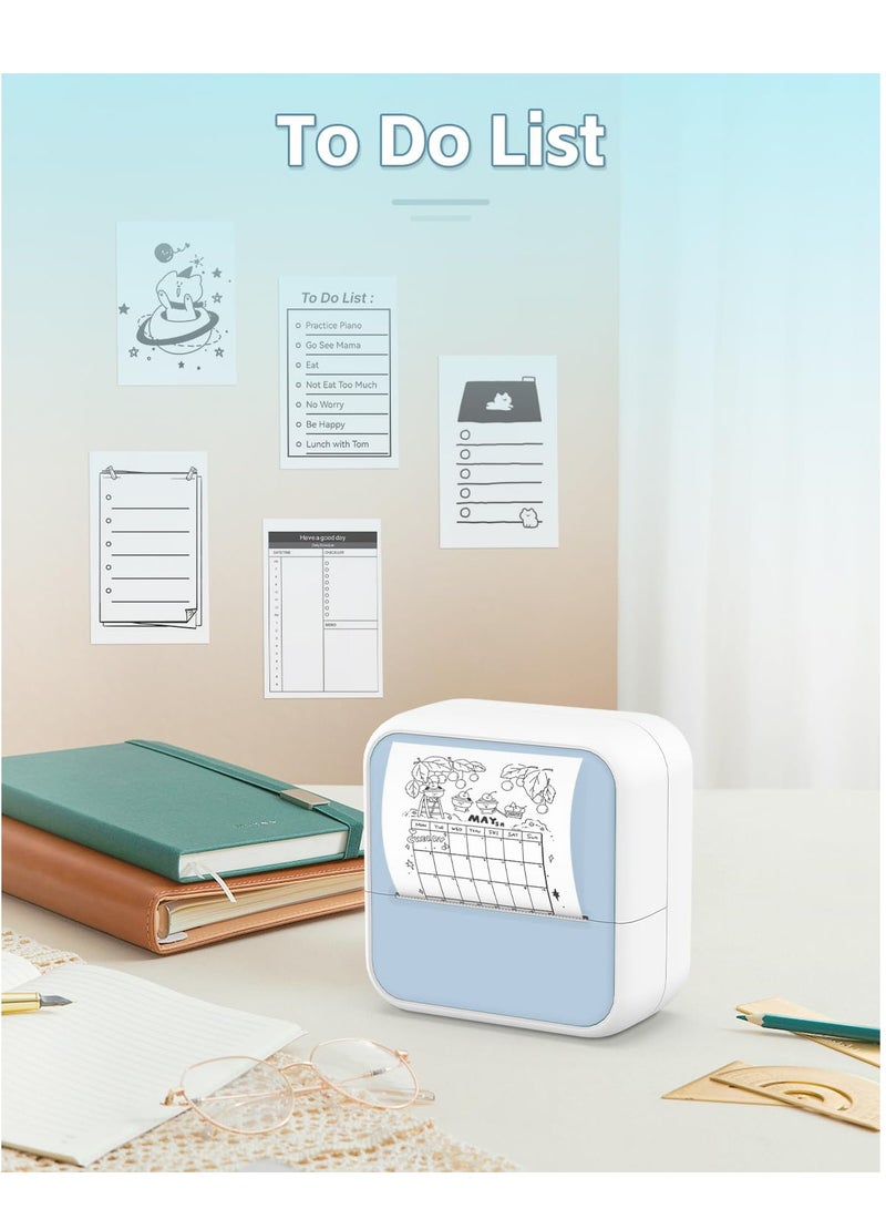 طابعة صغيرة مزودة بملصقات للتعلم والاستخدام المكتبي، وحدة طباعة، طابعات بلوتوث بدون حبر، صانع ملصقات، طابعة حرارية محمولة بتقنية بلوتوث، ملصقات لاسلكية، طابعة حرارية محمولة للملاحظات، المجلات، مشاريع اصنعها بنفسك، هدايا للأطفال - Image 5