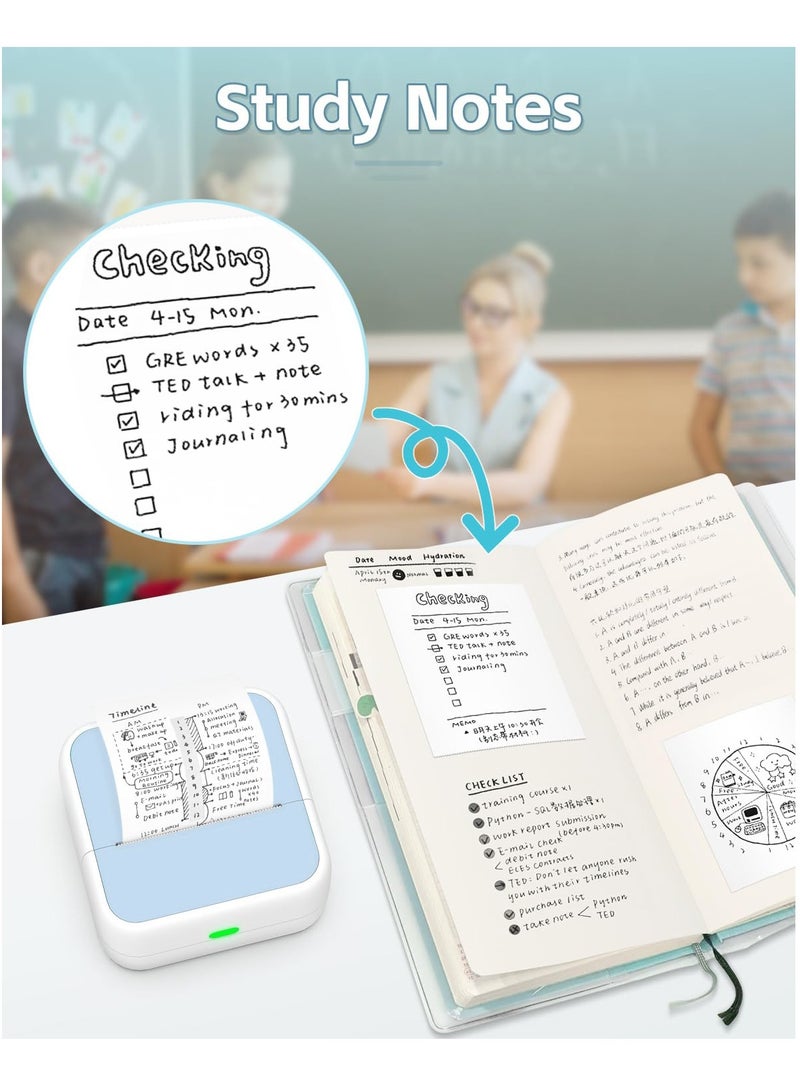 طابعة صغيرة مزودة بملصقات للتعلم والاستخدام المكتبي، وحدة طباعة، طابعات بلوتوث بدون حبر، صانع ملصقات، طابعة حرارية محمولة بتقنية بلوتوث، ملصقات لاسلكية، طابعة حرارية محمولة للملاحظات، المجلات، مشاريع اصنعها بنفسك، هدايا للأطفال - Image 4