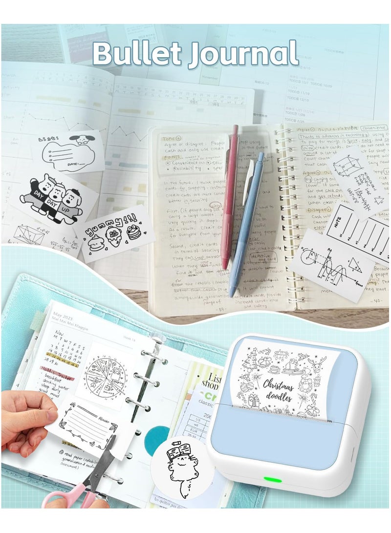 طابعة صغيرة مزودة بملصقات للتعلم والاستخدام المكتبي، وحدة طباعة، طابعات بلوتوث بدون حبر، صانع ملصقات، طابعة حرارية محمولة بتقنية بلوتوث، ملصقات لاسلكية، طابعة حرارية محمولة للملاحظات، المجلات، مشاريع اصنعها بنفسك، هدايا للأطفال - Image 3