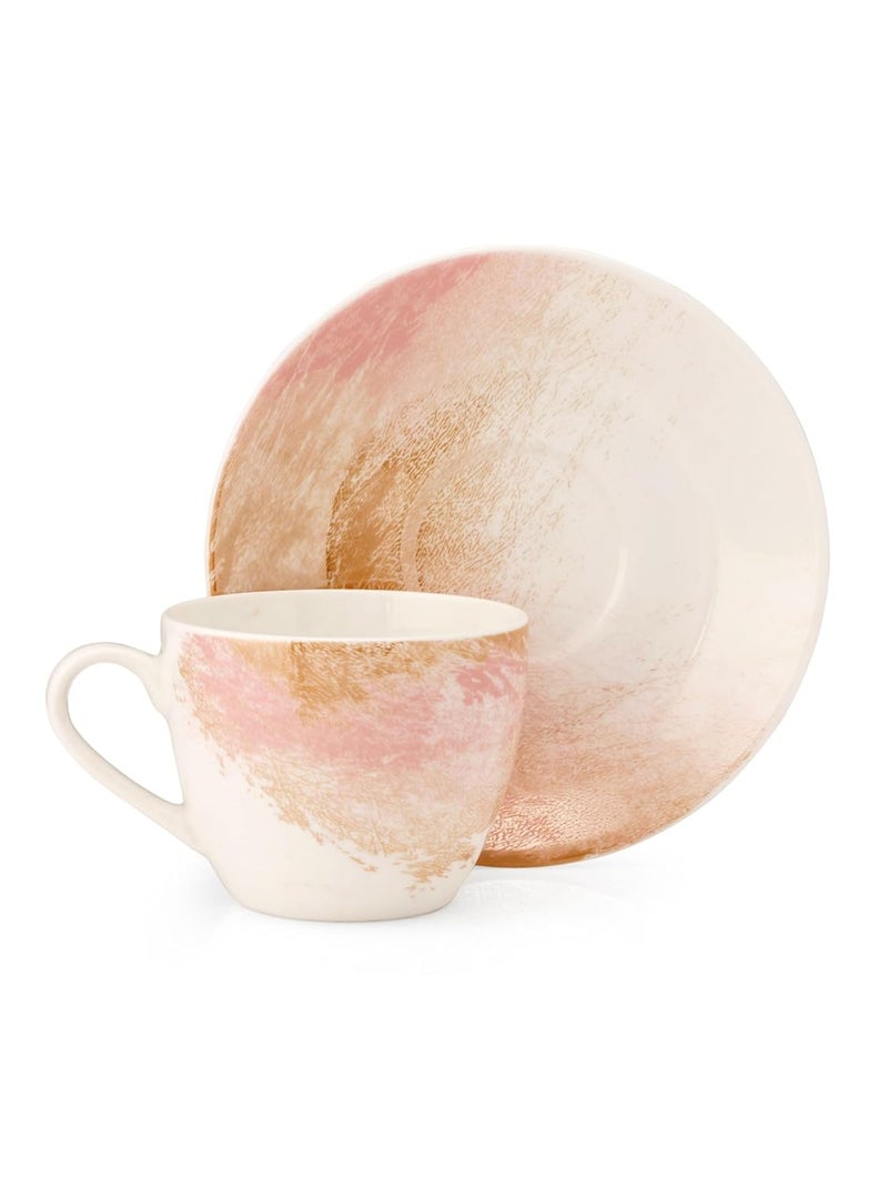 JCPL Fine Ceramic Printed Cup Saucer Set of 12 6 Cups 6 Saucers 180 ml Each Lava L10 - Image 2