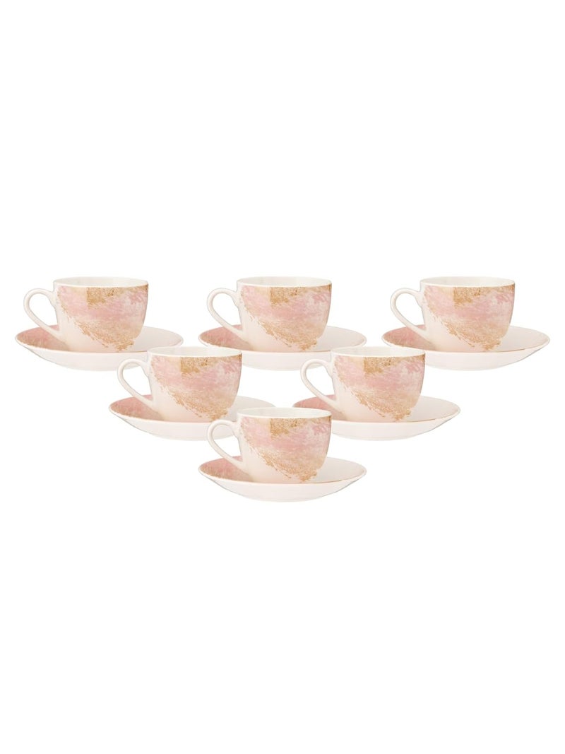 JCPL Fine Ceramic Printed Cup Saucer Set of 12 6 Cups 6 Saucers 180 ml Each Lava L10 - Image 4
