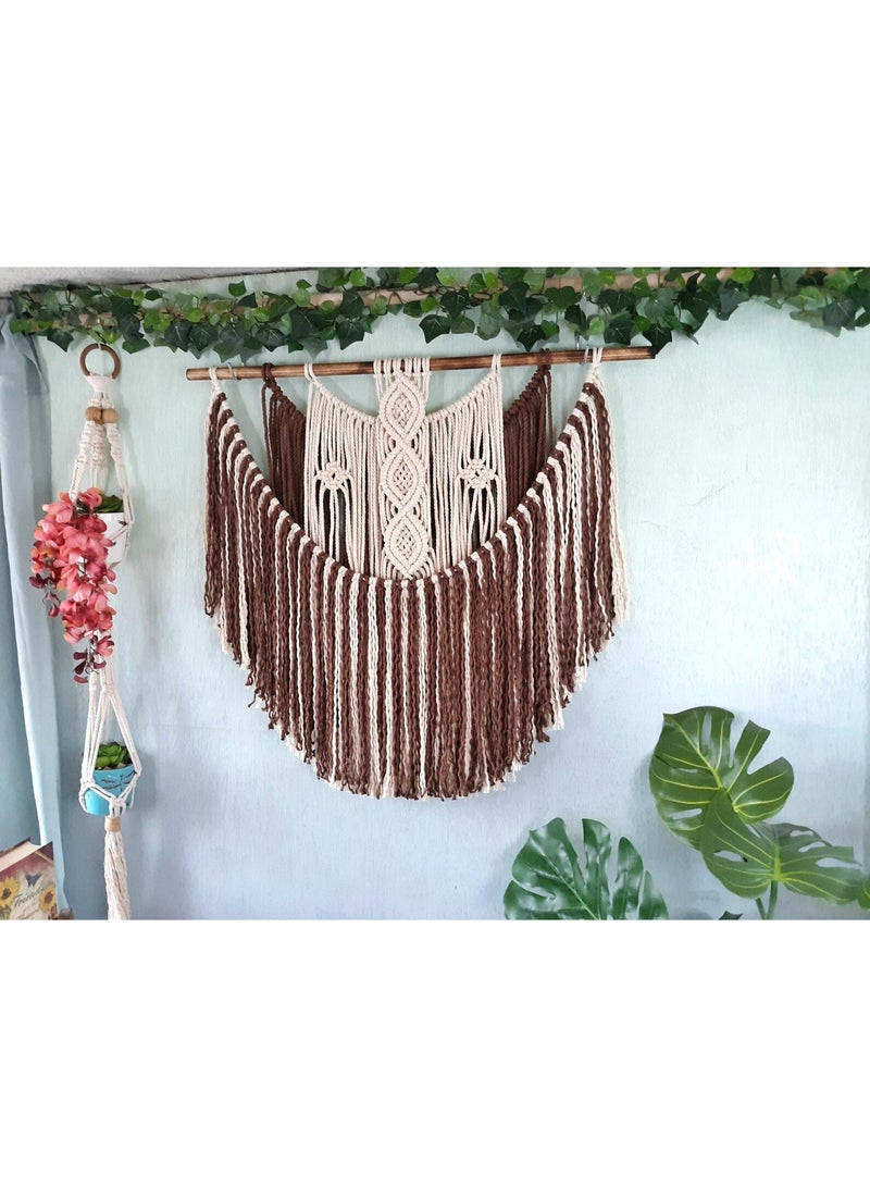 Antikiano An elegant handmade macrame piece, carefully crafted from natural cotton threads. It combines simplicity and beauty in a modern bohemian design. Featuring balanced knots and fine details, it adds a unique artistic touch to any space. Perfect for decorating walls in bedrooms, living rooms, or hallways, and also makes a special gift for lovers of handmade decor and boho style. - Image 1