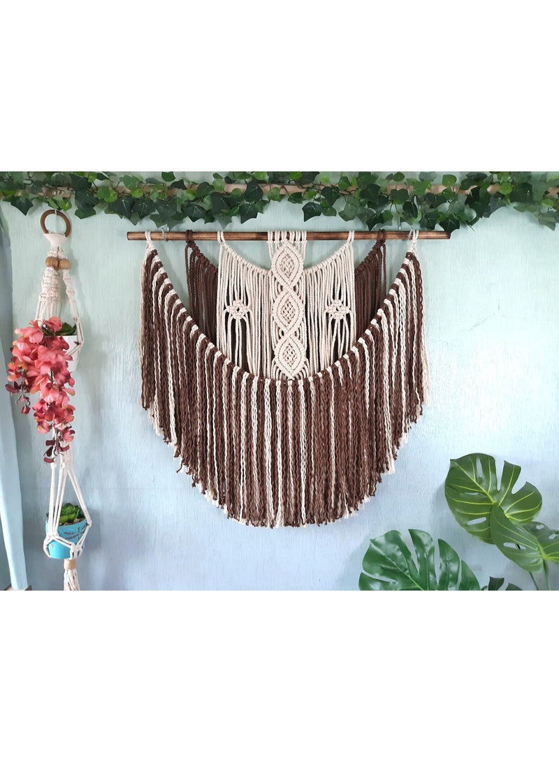 Antikiano An elegant handmade macrame piece, carefully crafted from natural cotton threads. It combines simplicity and beauty in a modern bohemian design. Featuring balanced knots and fine details, it adds a unique artistic touch to any space. Perfect for decorating walls in bedrooms, living rooms, or hallways, and also makes a special gift for lovers of handmade decor and boho style. - Image 2