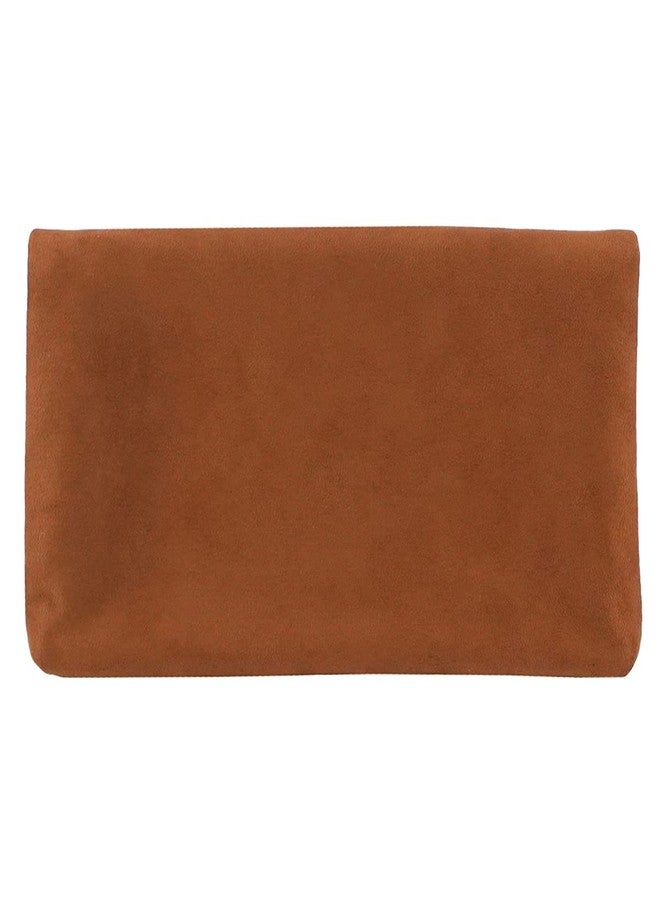 JNB Women's Faux Microsuede Foldover Mini Pouch Clutch Purse Small Evening Bag with Twill Lining Gold Metallic Finish 8.4 x 4.8 x 0.7 Inches - Image 3