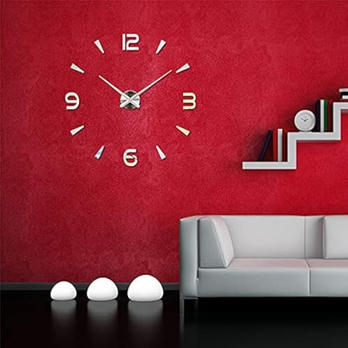 Blue Monkey DIY Wall Clock 3D Frameless with Acrylic Mirror suface, EVA Foam with Adhesive Stickers for Home Decor Living Room Wall Decoration (Silver), Plastic, Animals - Image 1