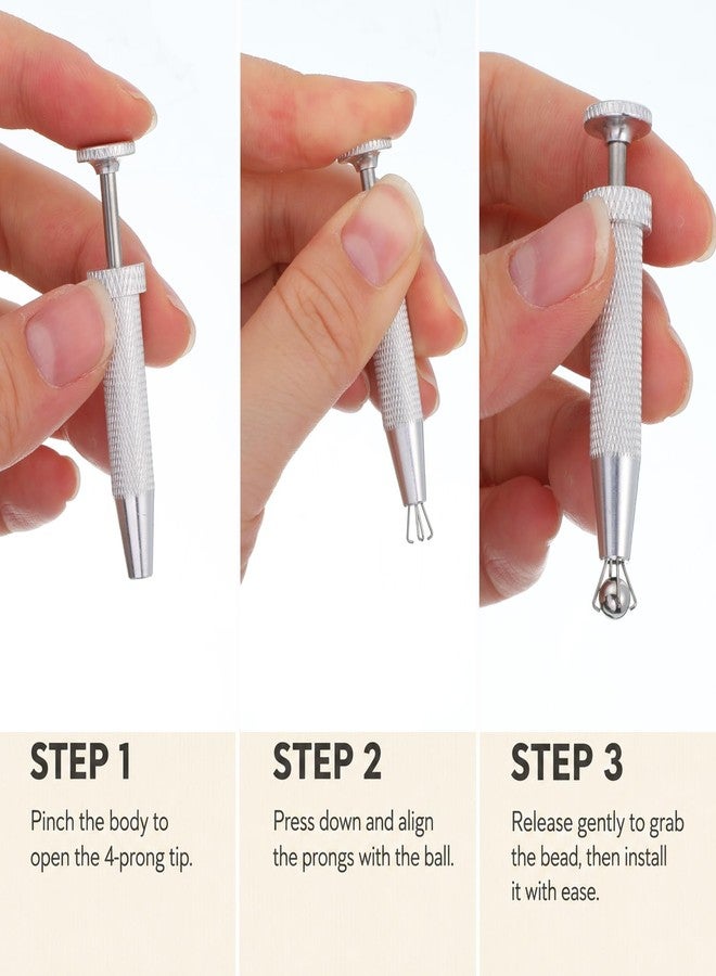 Xosjska Small Replacement Piercing Balls Grabber Tool for Changing Jewelry, 14G 16G 18G 20G Stainless Steel Flat Back Earrings Applicator Tool, Threaded Balls Body Piercings Kit for Septum Ear Nose Lip Tongue - Image 3