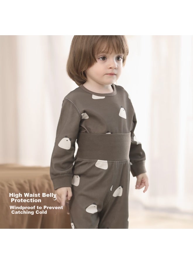 Balipig Bali Little Pig Snake Baby High-waist Belly Protection Infant Toddler Sleepwear Set Autumn Spring Two-piece Boys Girls Thermal Underwear - Image 2