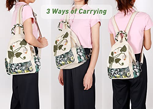 AULUDA Ladys Convertible Sling Bag, Hand Craft Artisan Purse, Girls Beautiful Canvas Premium Casual Day Mini Backpack for Women (Flower Bee) - Image 4