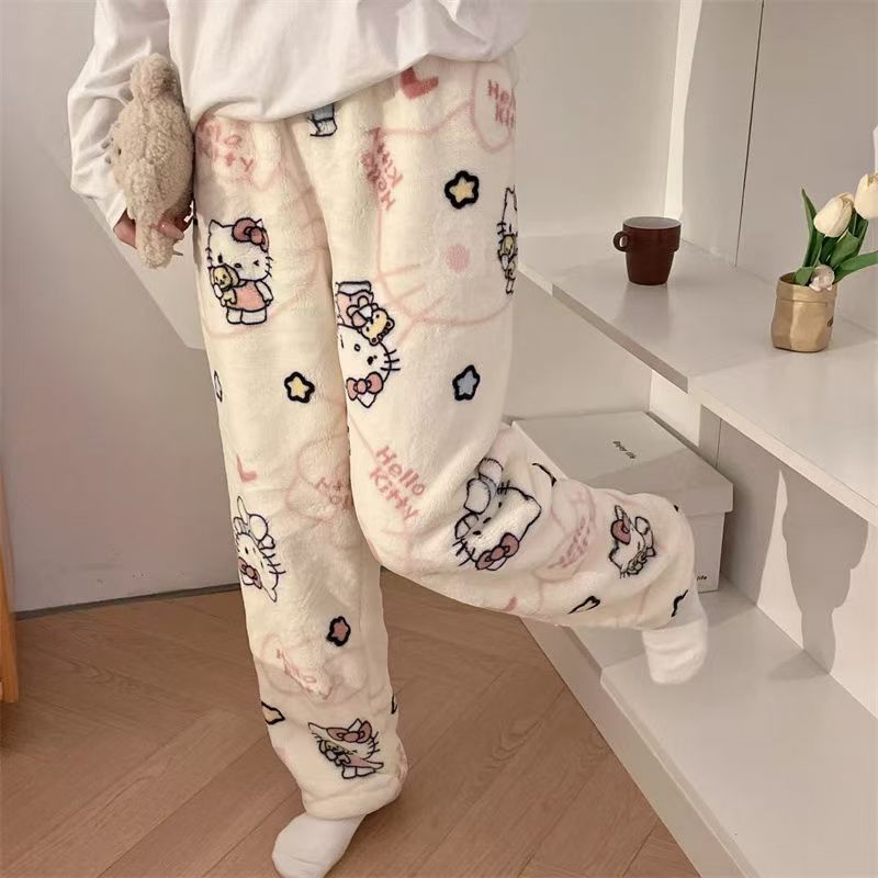 New Men'S And Women'S Flannel Pajamas, Coral Velvet Plus Velvet Warm Casual Home Pants - Image 1