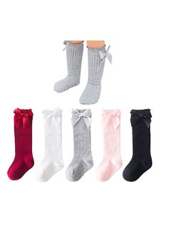 Baby Long Socks 5 Pairs Knee High Socks Newborn Infants Toddlers Girls Tube Ruffled Uniform Long Stockings, Long Cotton Socks
