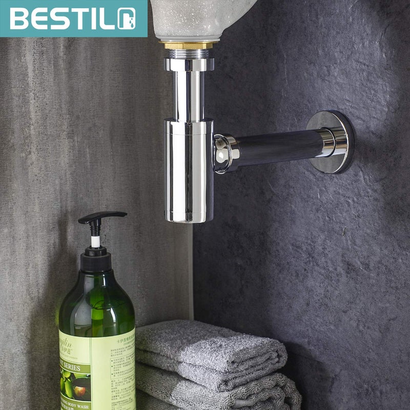 BESTILL Bottle P Trap Drain Kit for Bathroom Basin Sink, Brushed Nickel - Image 3