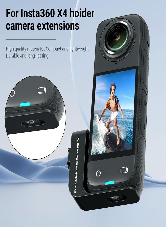 CYNOVA Mount For Insta360 X4 Accessories, Camera Insta 360 X4 Cold Shoe Compatible With Insta360 X4 / X3 For DJI Mic 2 Microphone Holder(With 3.5Mm Audio Cable) - Image 4