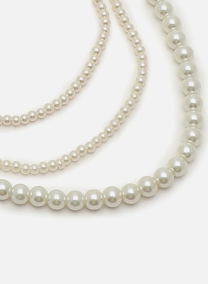 Sohi  Pearls Layered Artificial Necklace Jewellery for Women | Best Price UAE