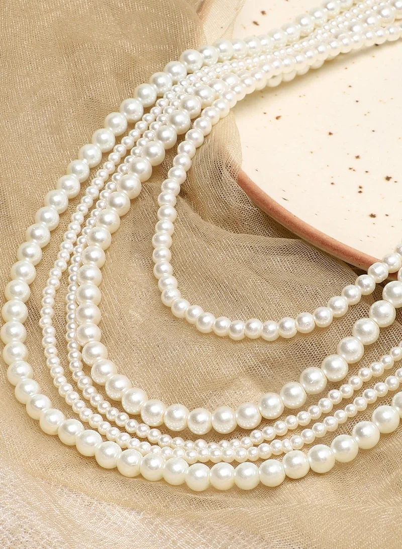 Sohi  Pearls Layered Artificial Necklace Jewellery for Women | Best Price UAE