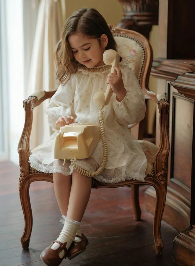 Take Two Girls Beige Floral Print A-Line Dress