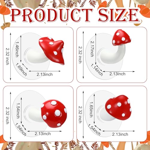 Chunful 4 Set Mushroom Wall Hook Unique Cute Bohemian Mushroom Wall Decor Funky Adhesive Hanging Hooks Furniture Room Decor for Coat Towel Bag Kitchen Bathroom Bedroom - Image 3