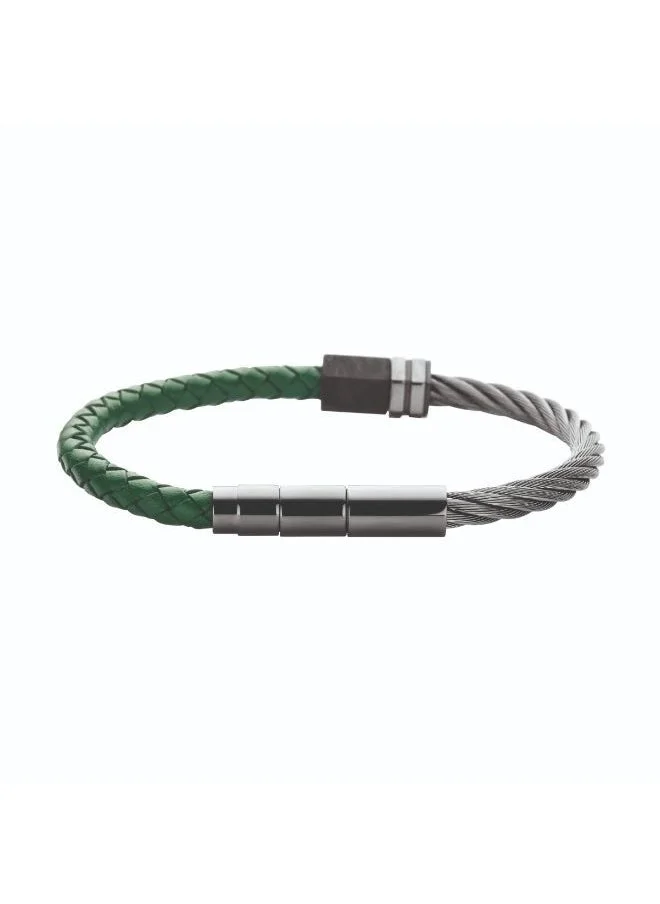CERRUTI 1881 Hexa Grey Turtle Green Leather Bracelet for Men