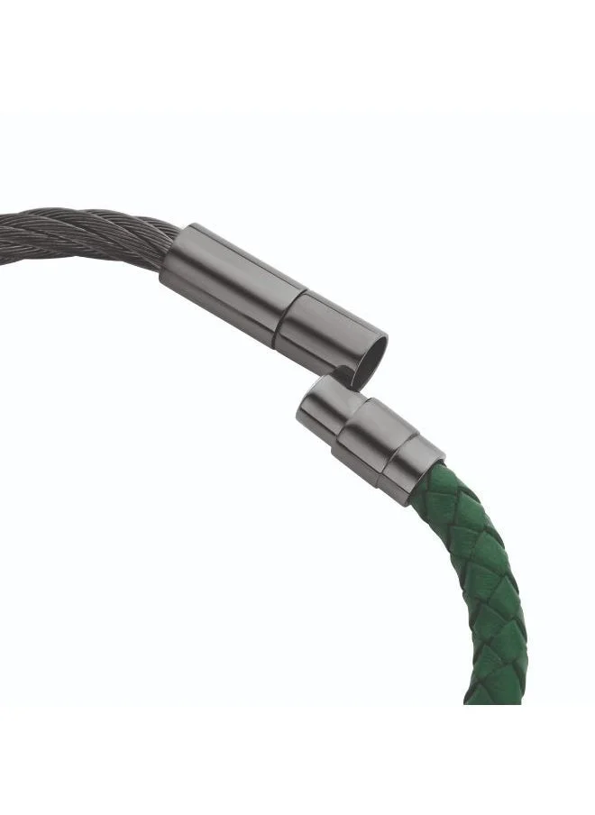 CERRUTI 1881 Hexa Grey Turtle Green Leather Bracelet for Men