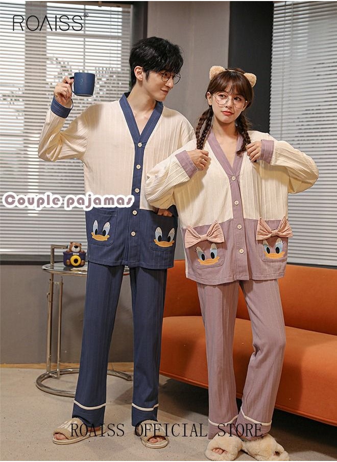 Couple Pajamas Set Long Sleeves Sleepwear for Men and Women Cute Plus Size Loungewear Spring and Autumn Home Clothes Gift for Boyfriend Girlfriend Husband Wife - pzsku/ZC59CFFFED622EFB4385AZ/45/_/1673072037/3f259c18-17d0-4d74-bcd9-ebce97294464