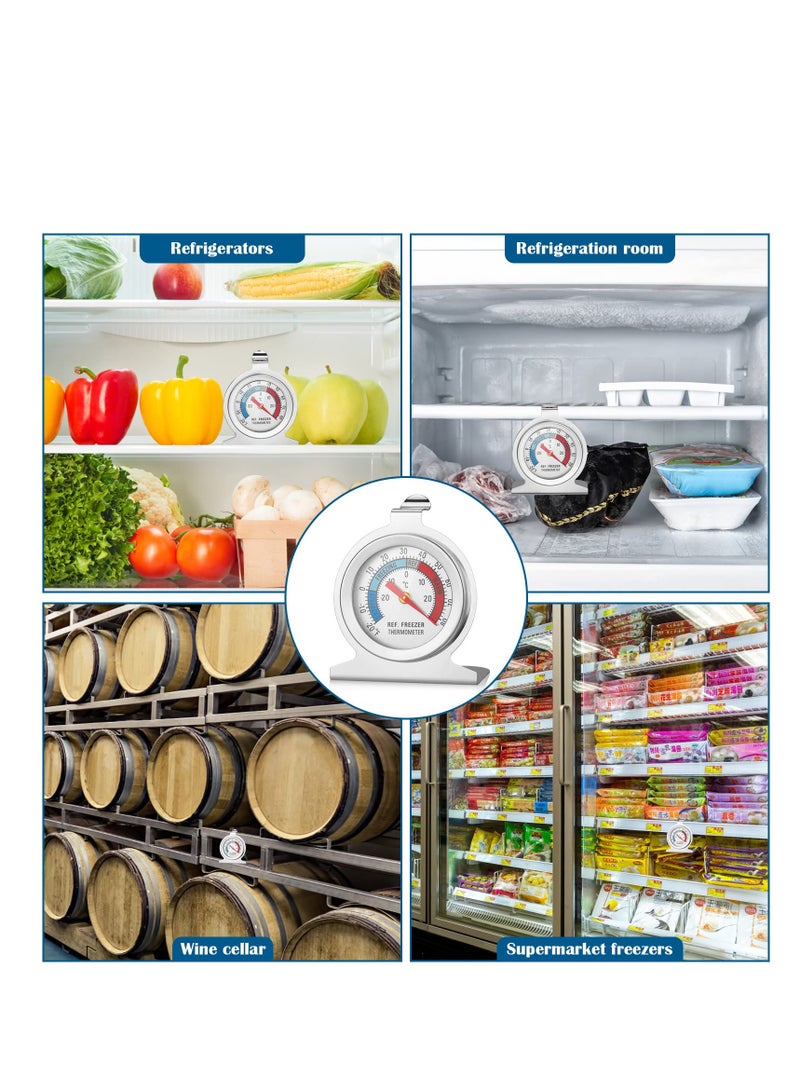 Zikra 2 Pcs Indoor Thermometer, Fridge Freezer Thermometer Refrigerator Thermometer - Room Mechanical Thermometer, Dial Stainless Steel Thermometer for Home, Restaurants, Bars, Cafes - Image 3