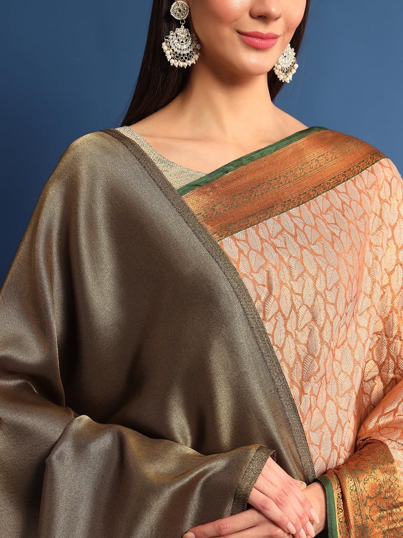 Pashmoda Women Mehroom Zari Kaani Border Fine Wool Shawl, Shawl, Scarf, Heritage Kashmiri Pashmina Stole, Evening Wrap (Size: 101 X 203 CM) - Image 5