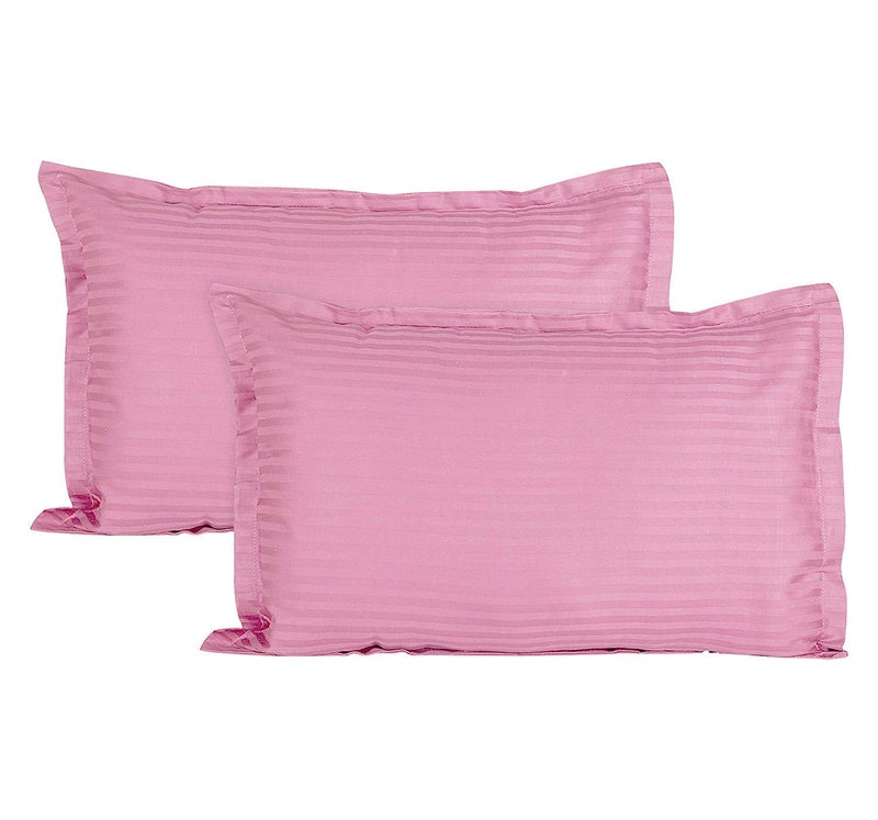 HOME ELITE 300 TC 100% Cotton Satin Stripes King Bed Sheet & 2 Pillow Covers Set for Hotels, B&B (Blush Pink, Double Bed, Flat Stripe Bedsheet) (90x100 Inches) - Image 3
