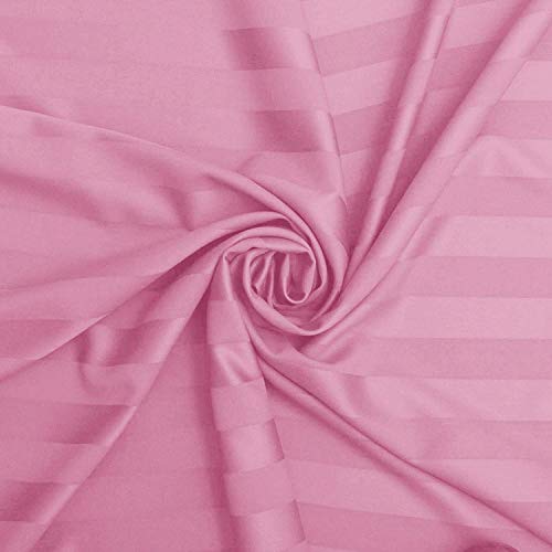 HOME ELITE 300 TC 100% Cotton Satin Stripes King Bed Sheet & 2 Pillow Covers Set for Hotels, B&B (Blush Pink, Double Bed, Flat Stripe Bedsheet) (90x100 Inches) - Image 5