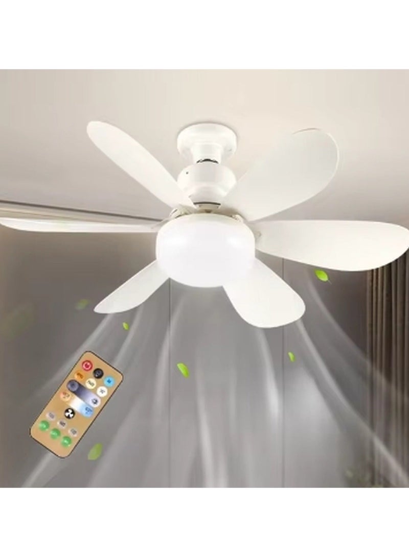 Kimaya 16.5 Inch Ceiling Fan Light E27 LED 30W with Remote Dimming Function, suitable for Garage Study Bedroom Kitchen and Home Use Socket Fan Light - Image 1