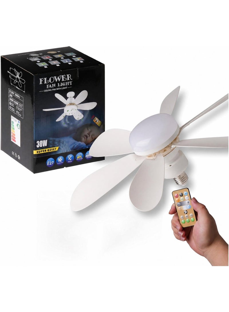 Kimaya 16.5 Inch Ceiling Fan Light E27 LED 30W with Remote Dimming Function, suitable for Garage Study Bedroom Kitchen and Home Use Socket Fan Light - Image 2