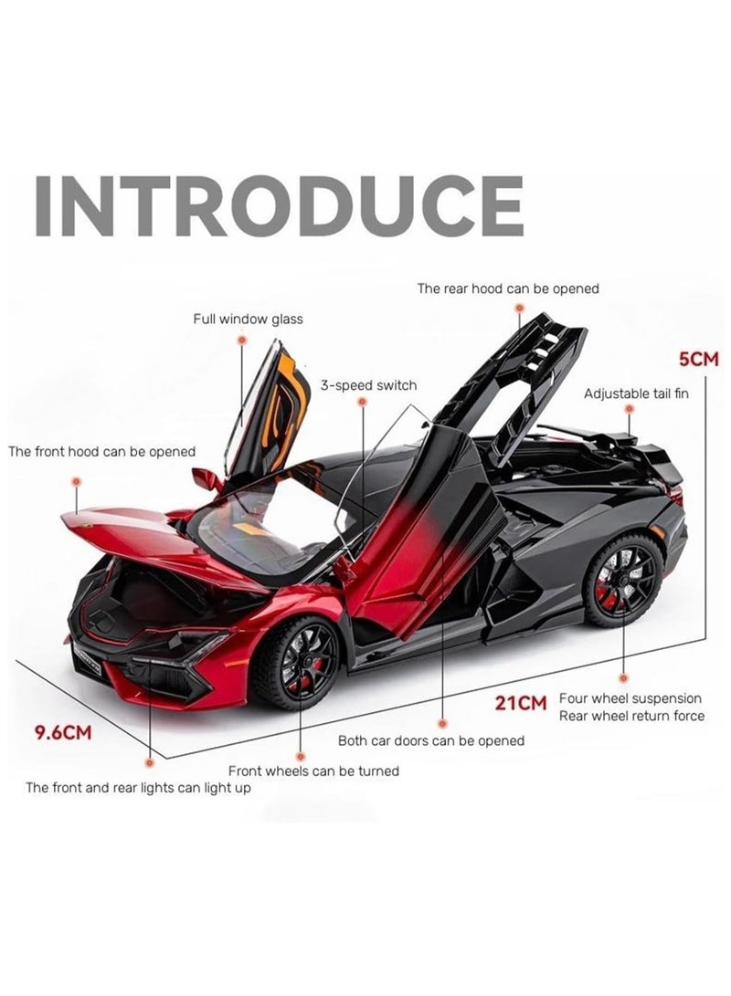 عام نموذج سيارة مقياس 1:24 لامبورغيني ريفولتو - مصنوع من السبائك المعدنية بتصميم عالي الدقة ومثالي للعرض في خزائن الكتب - Image 4