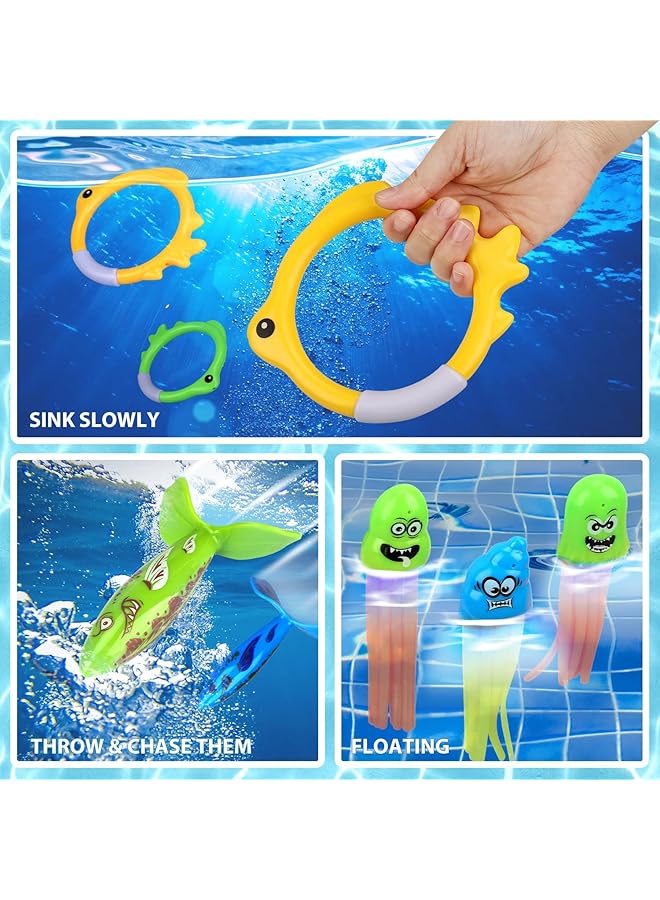 KASTWAVE 55 Pcs Pool Dive Toy For Kids Pools Diving Toys Pool Games For Kids Swim Toys With Pool Rings Pool Dive Sticks Pool Dive Gems Pool Treasure Toys Swimming Pool Toys - Image 3