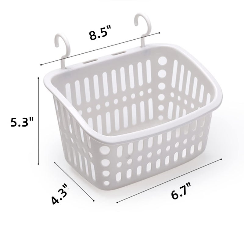 Doitxue 3PCS Plastic Hanging Baskets for Shower, Hanging Basket Organizer with Hooks, Rectangle 8.5Inches Small Hanging Storage Basket (Grey) - Image 2