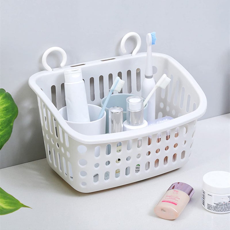 Doitxue 3PCS Plastic Hanging Baskets for Shower, Hanging Basket Organizer with Hooks, Rectangle 8.5Inches Small Hanging Storage Basket (Grey) - Image 4