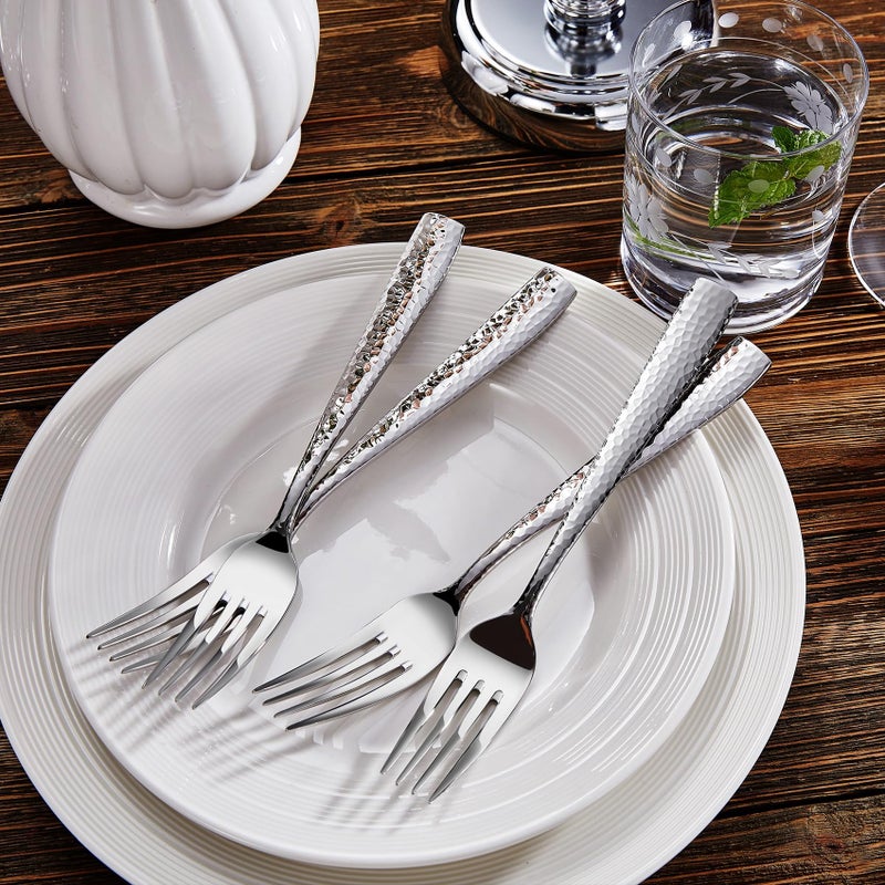 KEAWELL Premium 20/45/65 Piece Louis Hammered Silverware Set with Squared Edge, 18/10 Stainless Steel, Service for 4/8/12, Fine Flatware Set, Dishwasher Safe (45) - Image 4