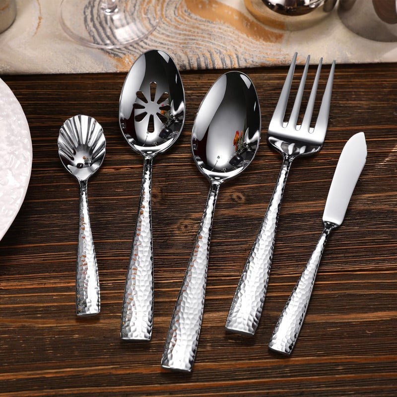 KEAWELL Premium 20/45/65 Piece Louis Hammered Silverware Set with Squared Edge, 18/10 Stainless Steel, Service for 4/8/12, Fine Flatware Set, Dishwasher Safe (45) - Image 3