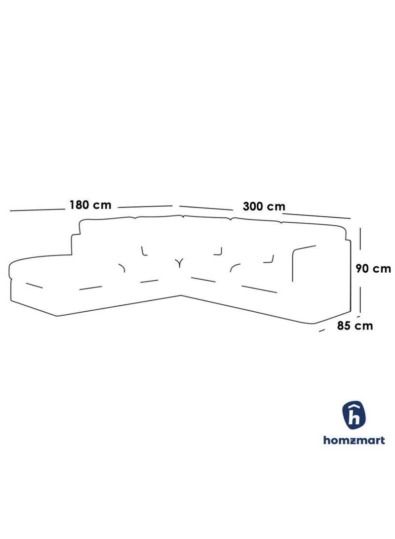 Homzmart Swedish Wood and Linen L-Shape Sofa  - Off White - Image 3