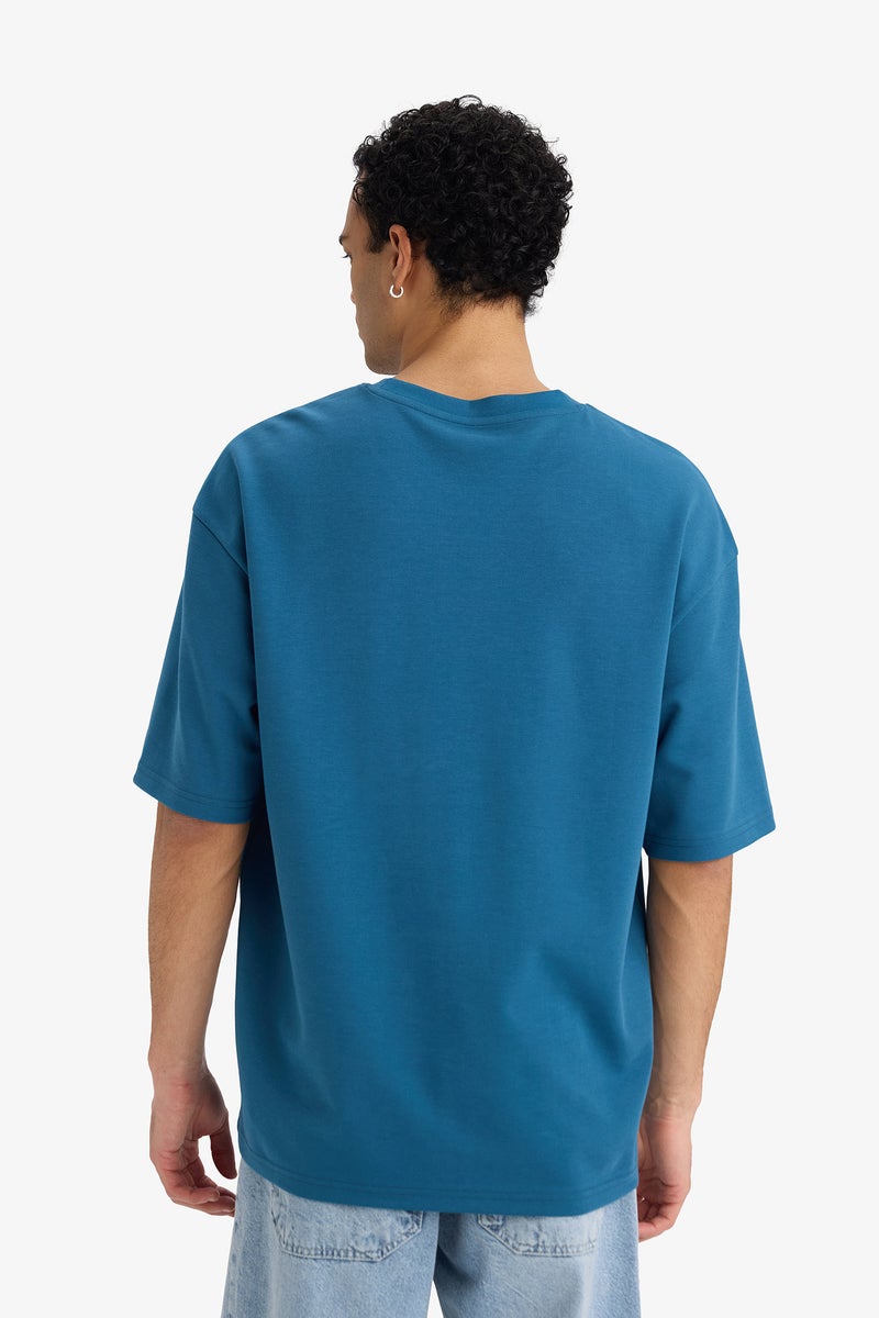 DeFacto Blue Man Breathable Boxy Fit T-Shirt Casual - Image 5