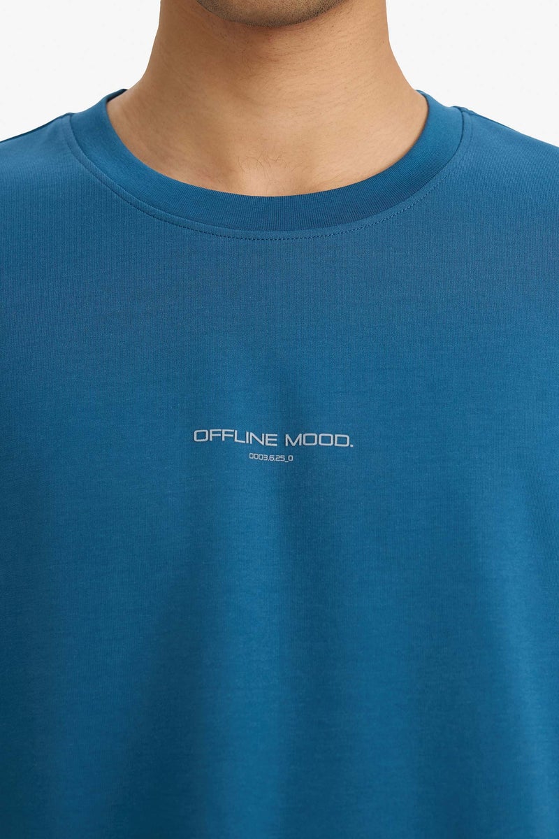 DeFacto Blue Man Breathable Boxy Fit T-Shirt Casual - Image 4
