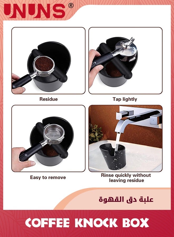 UNUNS Espresso Knock Box And Coffee Tamper Mat,Durable Espresso Tamping Mat Barista Tools With Removable Knock Bar,Non-slip Food Safe Silicone Base,Practical Set For Barista/Bar/Shop/Worktop,Black - Image 3